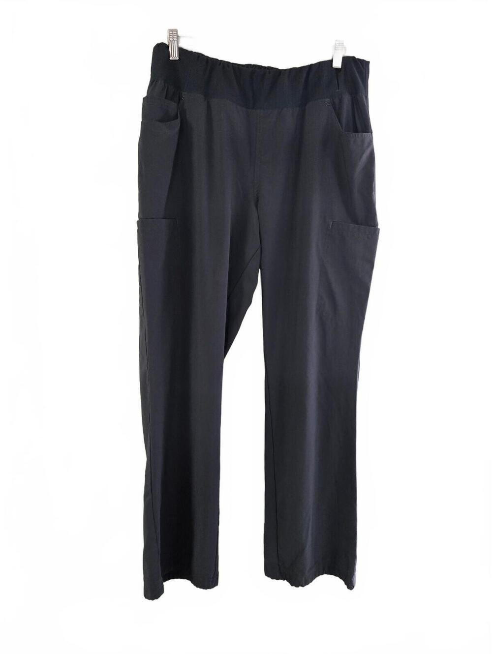 Black Wide Leg Pants with Elastic Waistband and Pockets, Size XL